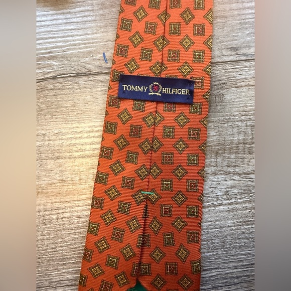 Tommy Hilfiger Orange Geometric Tie - Picture 2 of 4